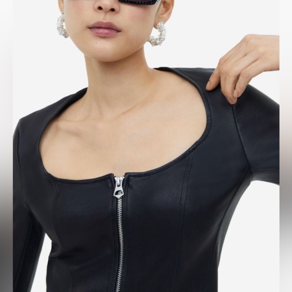 H&M Collection Zip front leather top